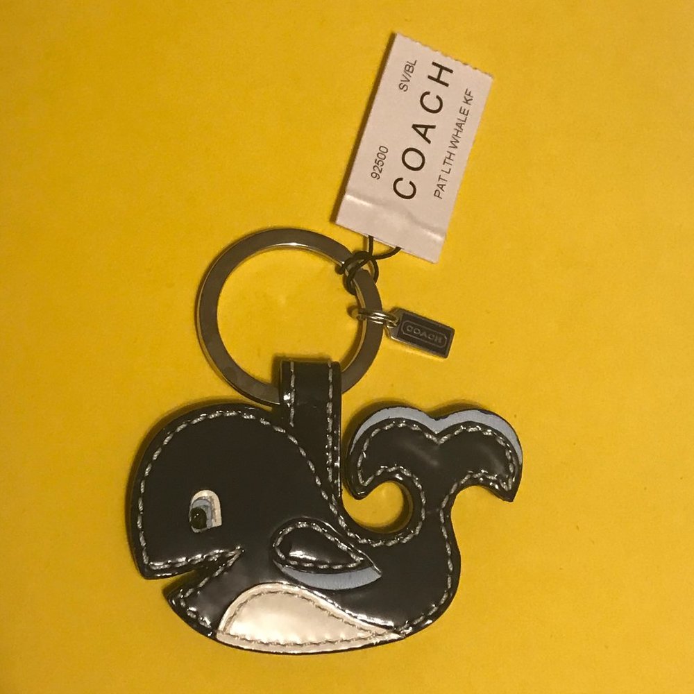 NWT Coach Blue Whale Patent Leather Keychain